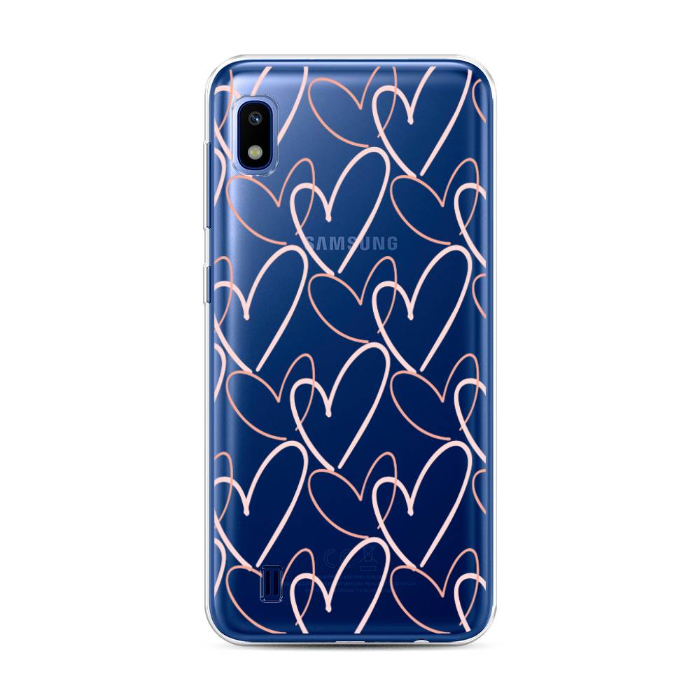 

Чехол на Samsung Galaxy A10 "Узор из сердечек", Розовый;бежевый, 27950-6