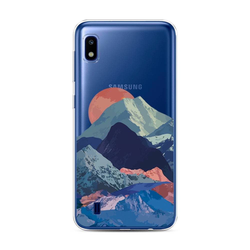 

Чехол на Samsung Galaxy A10 "Закат в снежных горах", Красный;серый;голубой, 27950-2