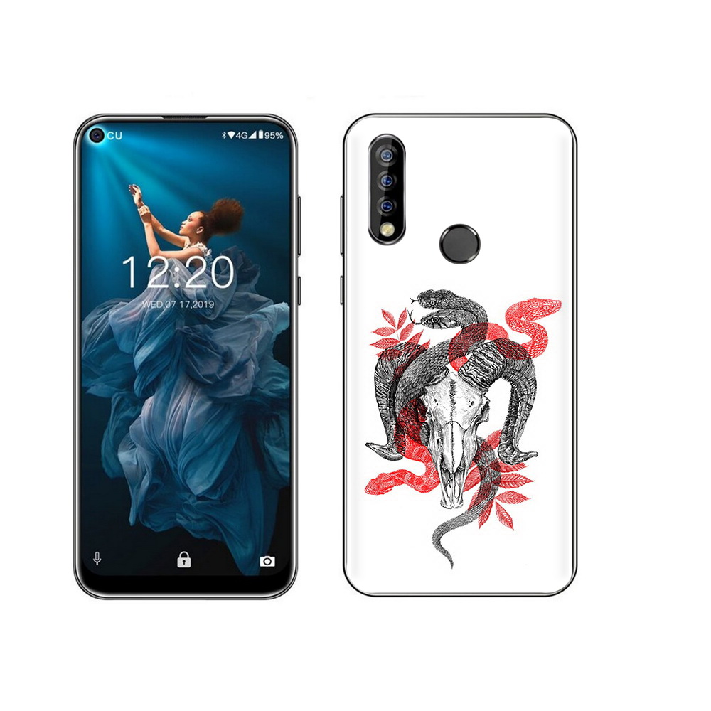 

Чехол MyPads Tocco для Oukitel C17 Pro змея в черепе рисунок, Прозрачный, Tocco