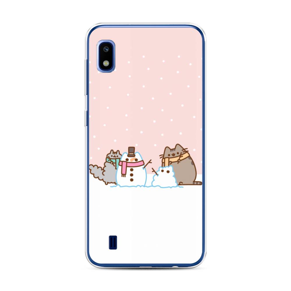 

Чехол для Samsung Galaxy A10 "Котики в снегу", Розовый;белый;серый, 27950-5
