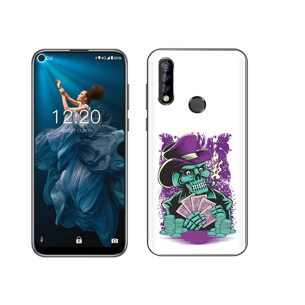 

Чехол MyPads Tocco для Oukitel C17 Pro зеленый череп с картами, Прозрачный, Tocco