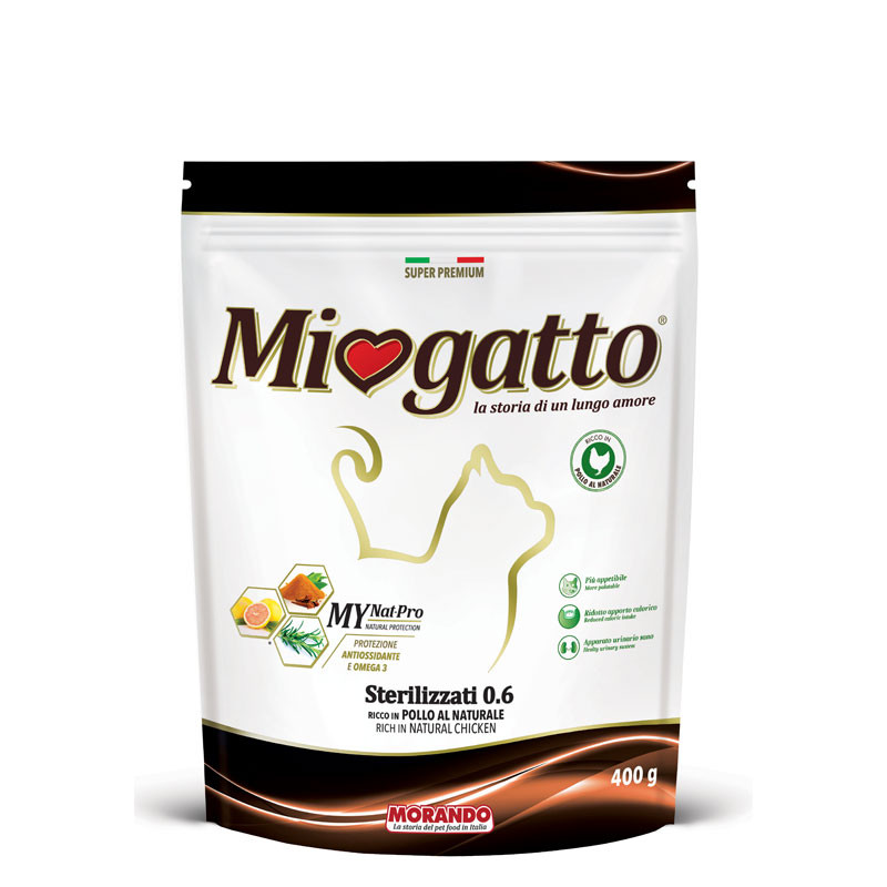 Сухой корм для кошек Miogatto Sterilized, для стерилизованных, с курицей, 400 г