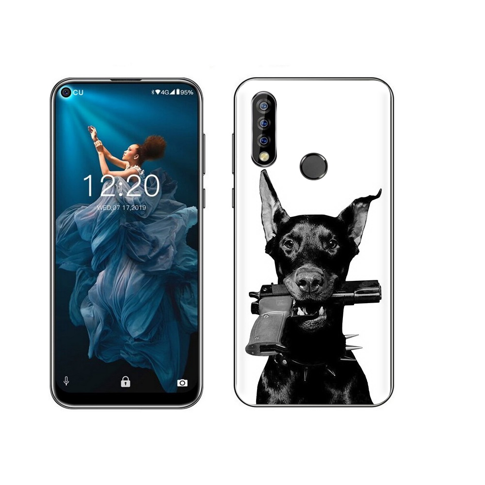 

Чехол MyPads Tocco для Oukitel C17 Pro доберман с пистолетом, Прозрачный, Tocco