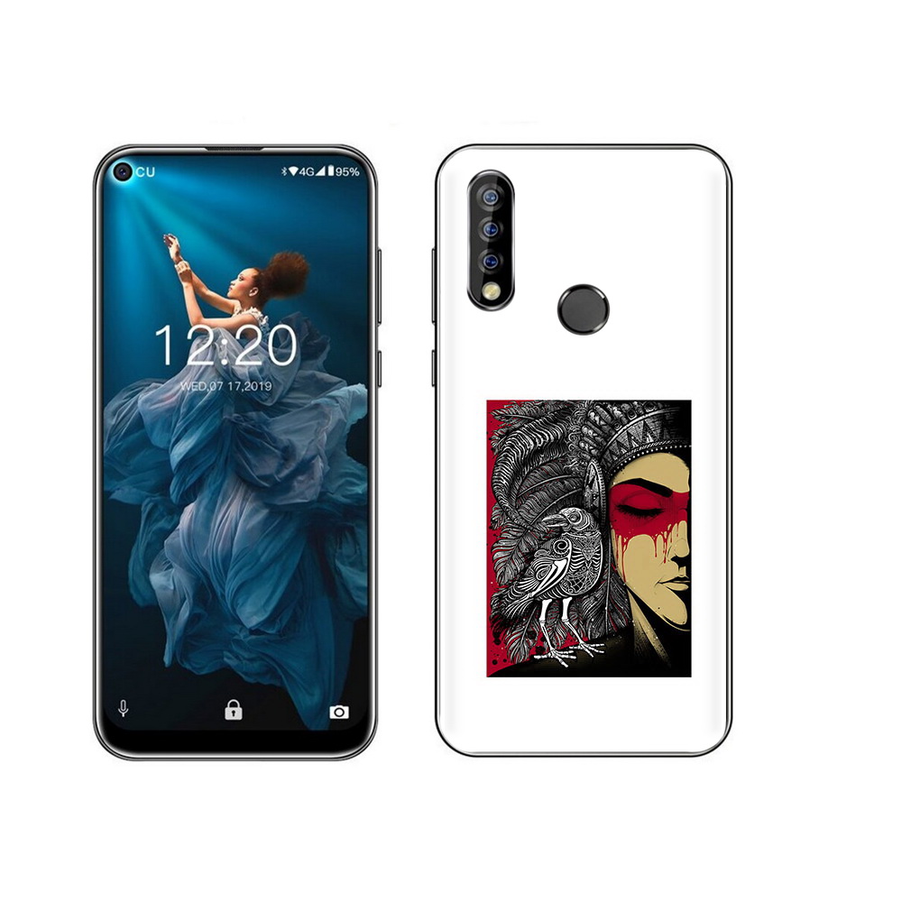 

Чехол MyPads Tocco для Oukitel C17 Pro девушка с вороном в абстракции, Прозрачный, Tocco