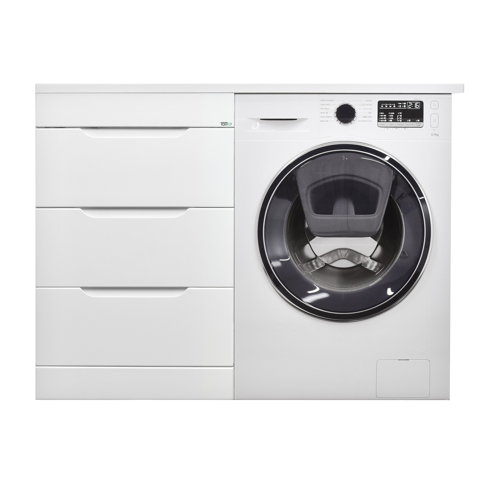 Тумба с умывальником под стиральную машину, правая, TOPPUS,SATIN 60+60,9811.019