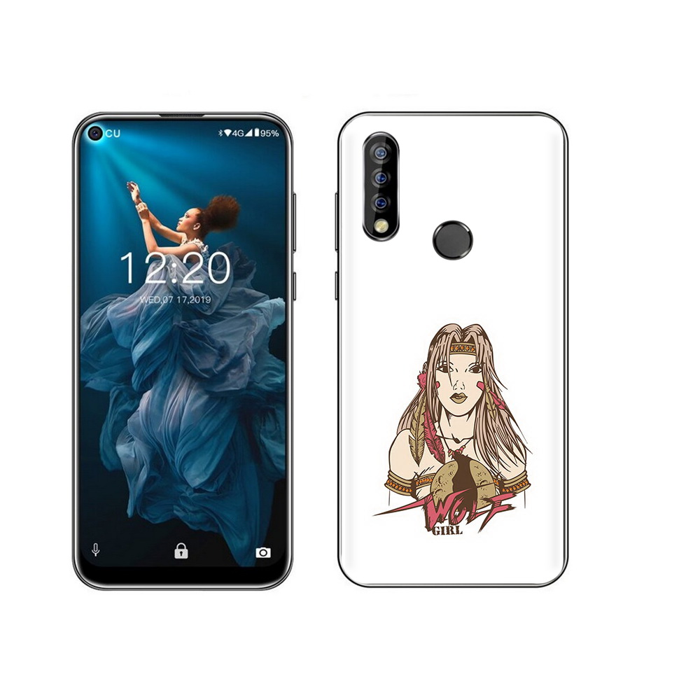 

Чехол MyPads Tocco для Oukitel C17 Pro девушка волк, Прозрачный, Tocco