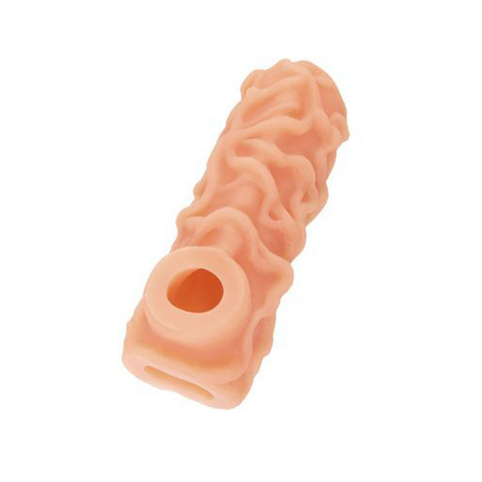 Насадка с венками и открытой головкой KOKOS Nude Sleeve телесная L 14 см