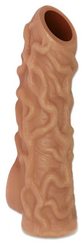 Насадка с венками и открытой головкой KOKOS Nude Sleeve телесная M 12 см