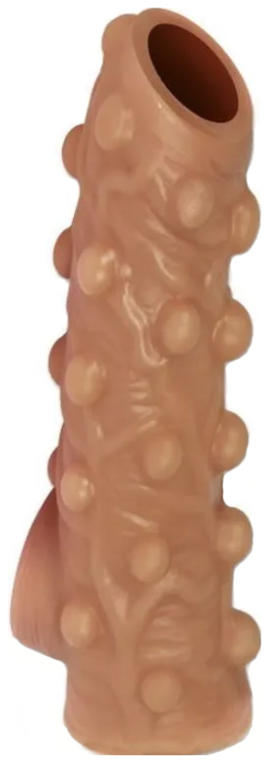Насадка с пупырышками и открытой головкой KOKOS Nude Sleeve телесная L 14 см