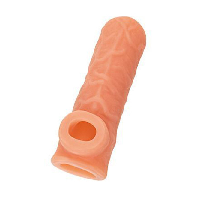 Открытая насадка-реалистик с подхватом мошонки KOKOS Nude Sleeve телесная M 12 см