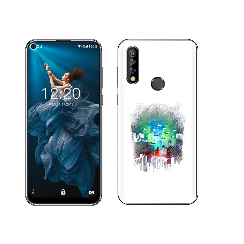 

Чехол MyPads Tocco для Oukitel C17 Pro город в свечении, Прозрачный, Tocco