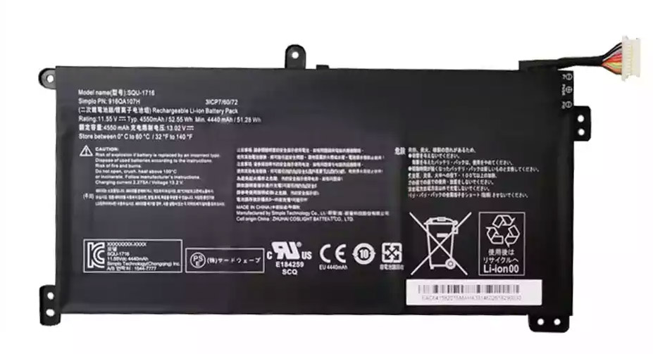 

Аккумулятор OEM для Hasee SIMPLO SQU-1716 916QA107H 11.55V 4550mAh, для Hasee SIMPLO SQU-1716 916QA107H