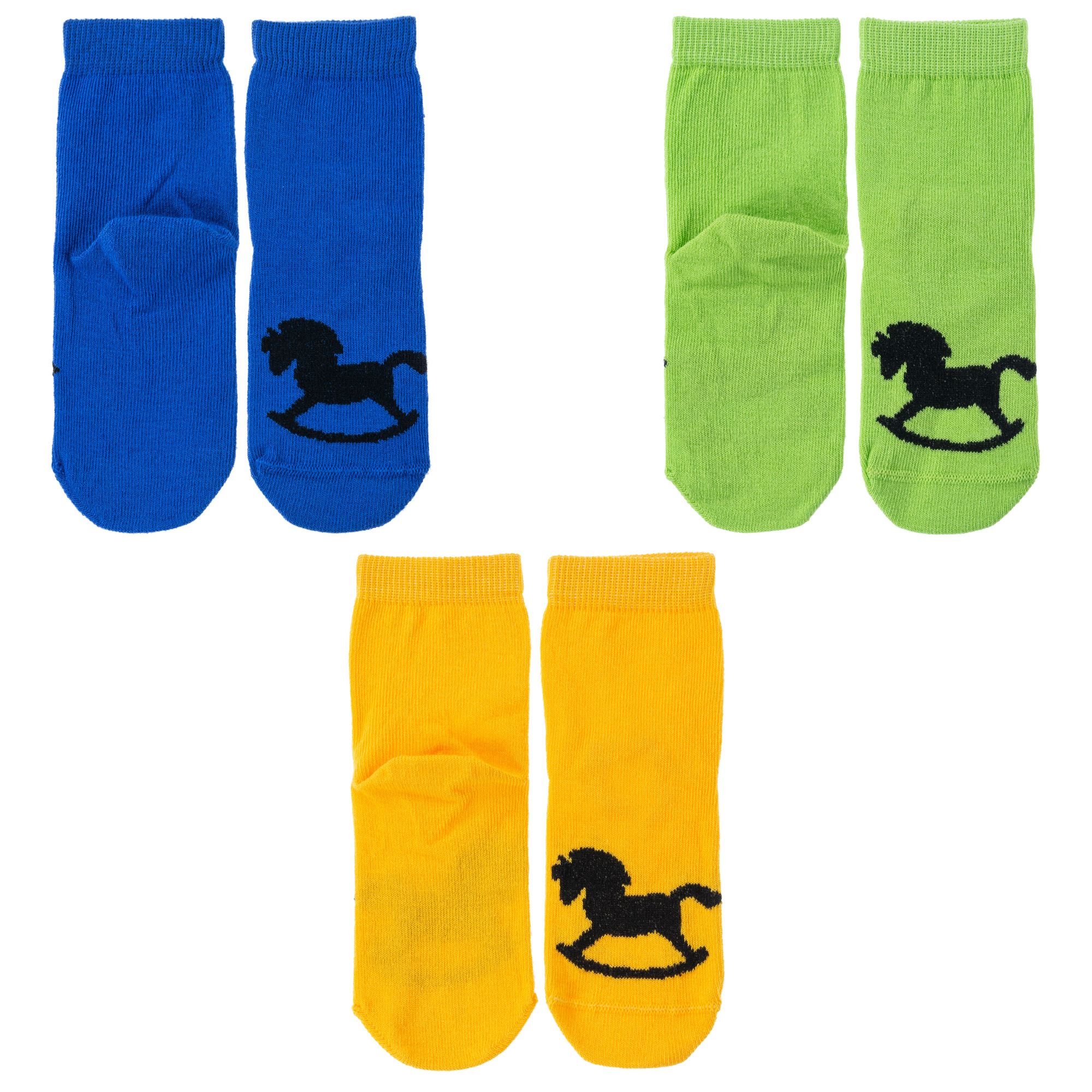 Носки детские Носкофф 3-НД1, синий; зеленый; желтый, 12-14