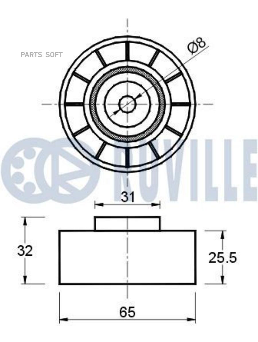 Ролик Руч.Ремня Ford Transit,Mondeo Iii 2.0,2.2tdci 00=> Ruville арт. 541134