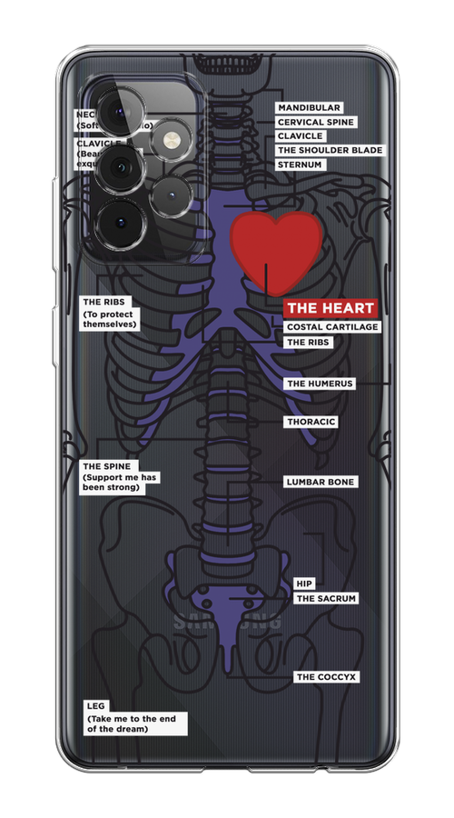 

Чехол на Samsung Galaxy A72 "Скелет человека", Прозрачный;синий;красный, 2101950-1