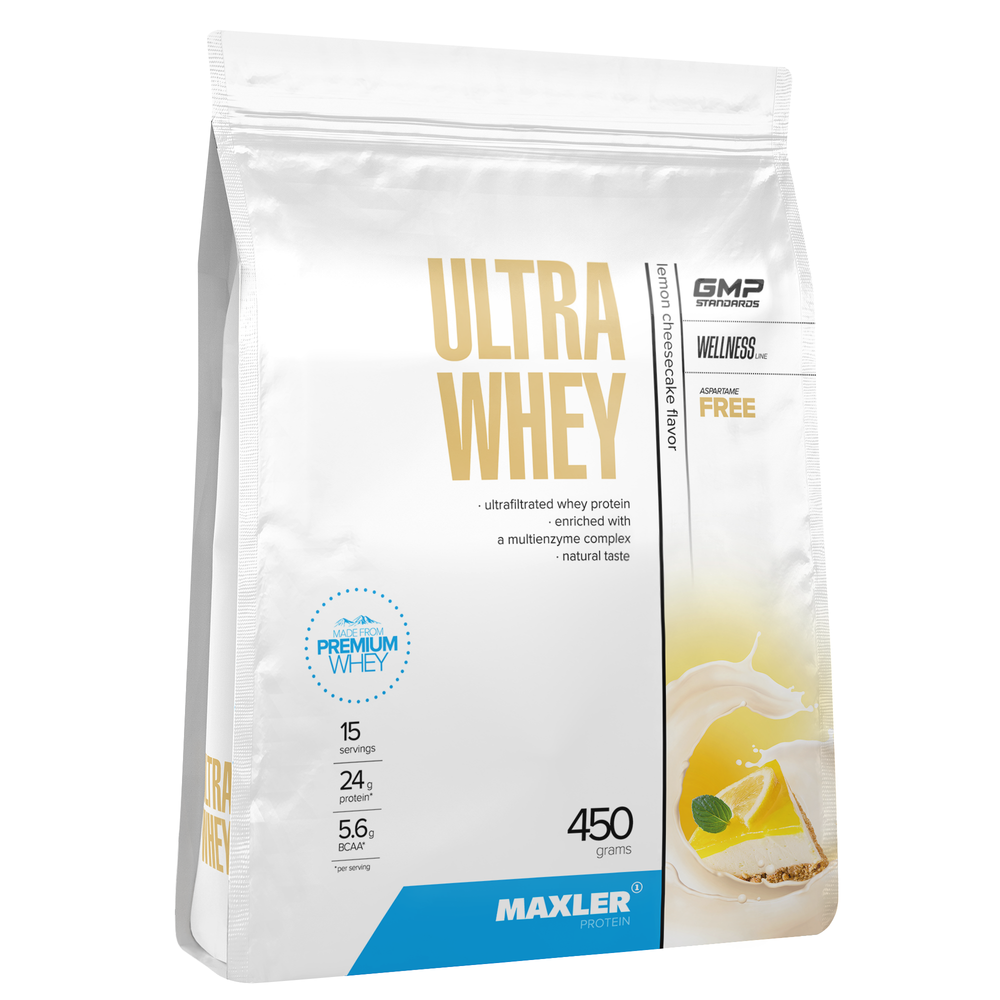 

Протеин сывороточный Maxler Ultra Whey, 450 гр (пакет) - лимонный чизкейк