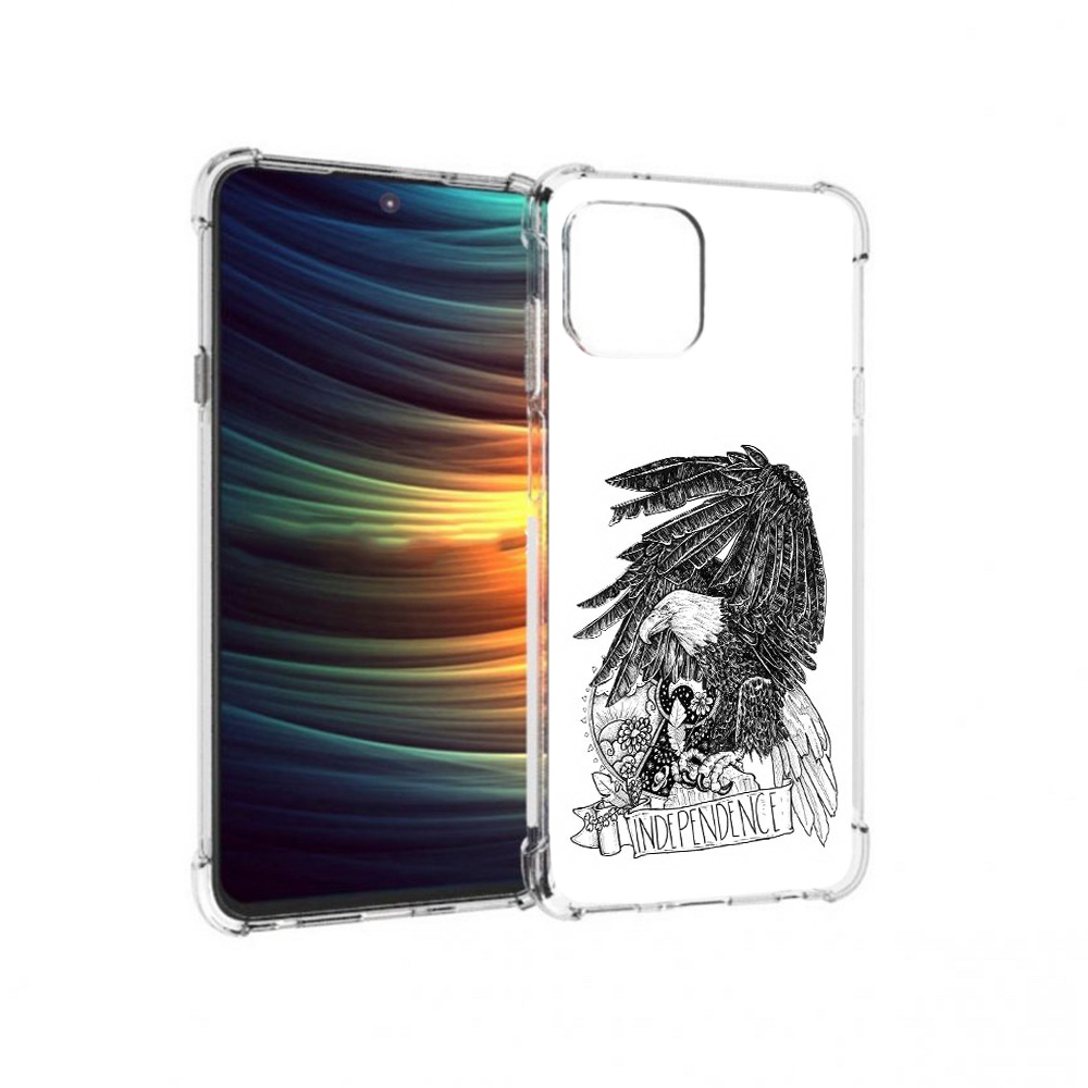

Чехол MyPads Tocco для Motorola 20 Lite черно белый сокол (PT227073.348.688), Прозрачный, Tocco