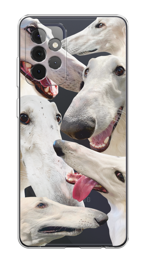 

Чехол на Samsung Galaxy A72 "Собака с длинным носом", Белый;бежевый;розовый, 2101950-1