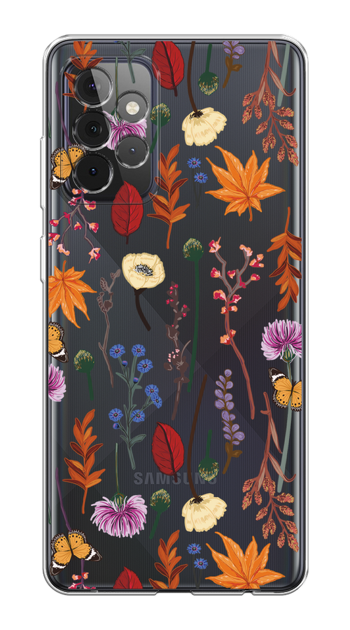 

Чехол на Samsung Galaxy A72 "Orange Purple flowers", 2101950-1