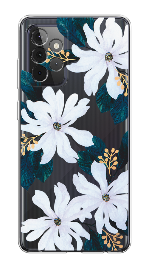 Чехол на Samsung Galaxy A72 "Delilah Flower" 2101950-1 зеленый,  белый