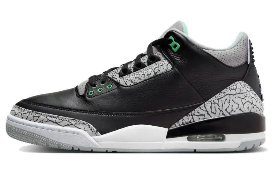 

Кеды унисекс Jordan Air Jordan 3 Retro Green Glow черные 43 EU, Черный, Air Jordan 3 Retro Green Glow