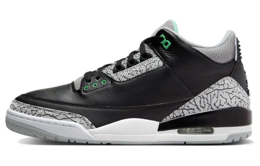 

Кеды унисекс Jordan Air Jordan 3 Retro Green Glow черные 41 EU, Черный, Air Jordan 3 Retro Green Glow