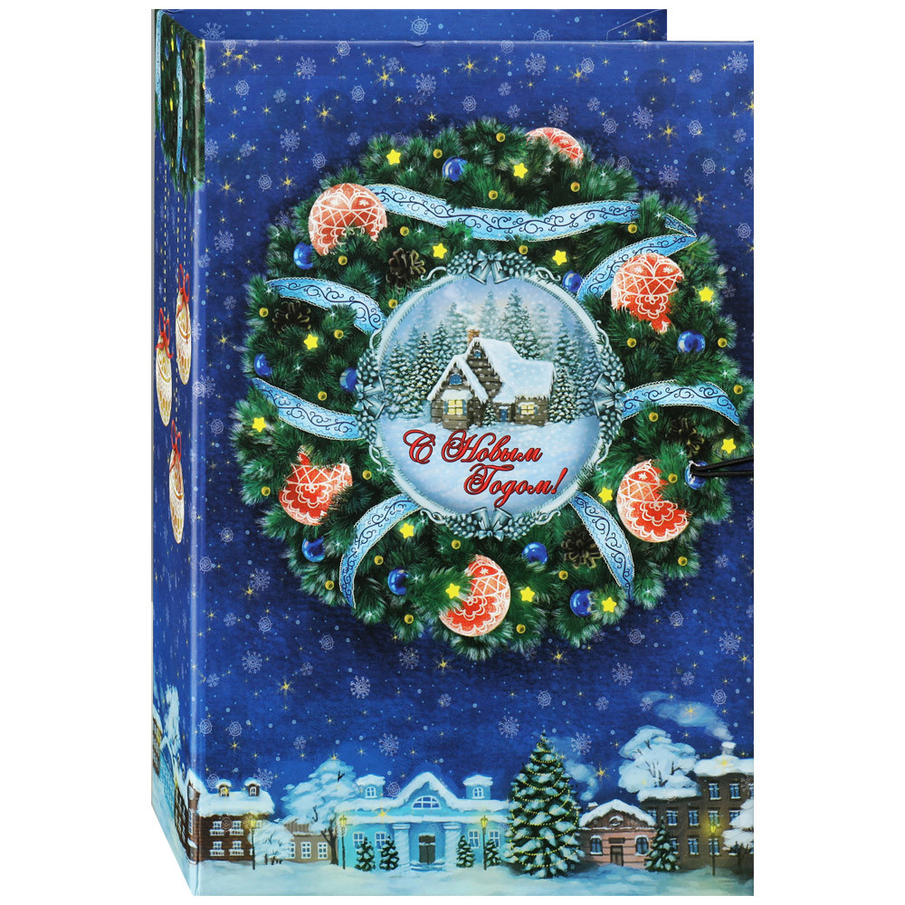 Подарочная коробка Magic Pack Новогодний венок-M 20x14x6 см