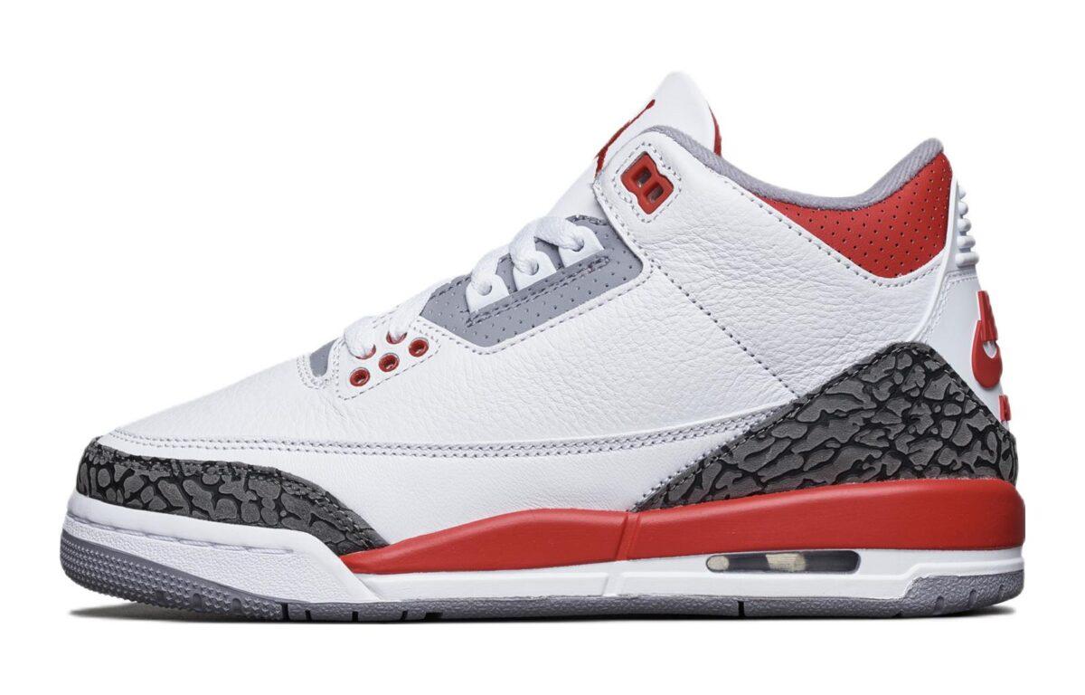 

Кеды унисекс Jordan Air Jordan 3 Retro Fire Red GS белые 40 EU, Белый, Air Jordan 3 Retro Fire Red GS