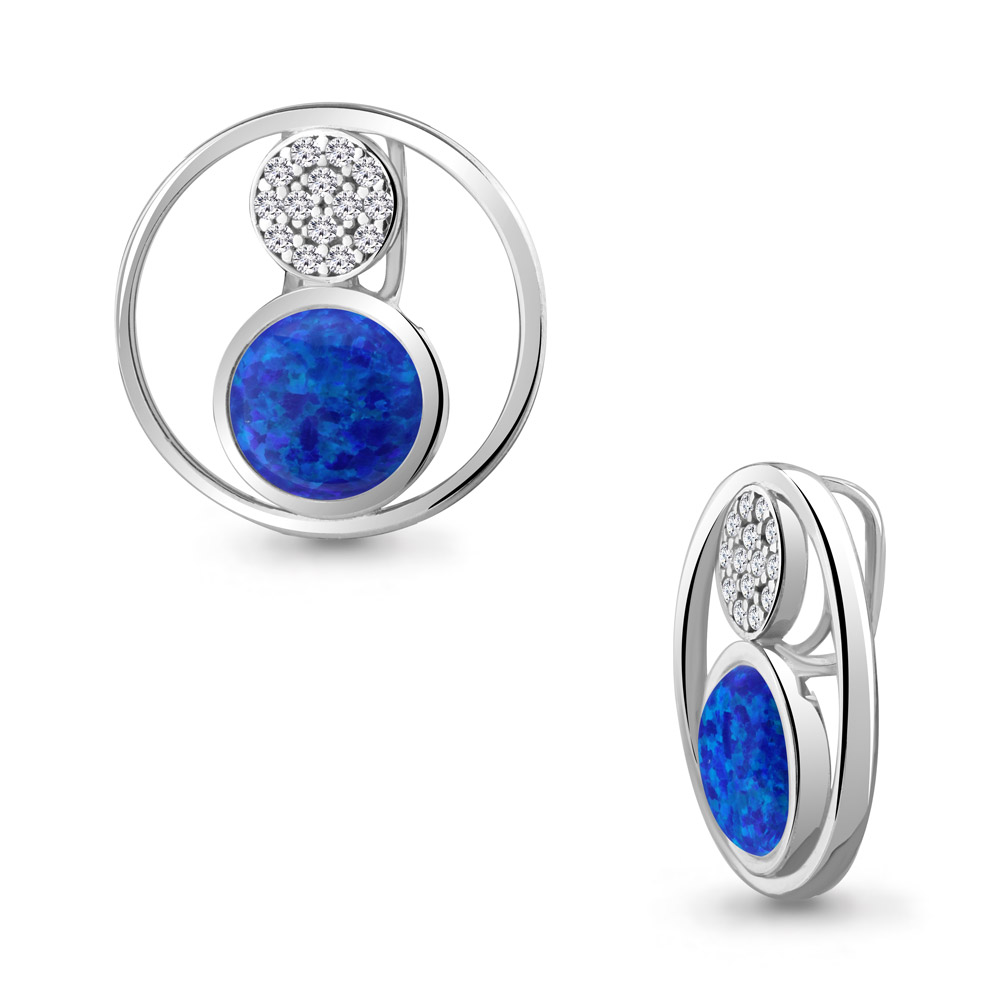 

Подвеска из серебра с опалом искусственным\фианитом Aquamarine Aquamarine 2530395А_925_р, 2530395А_925_р
