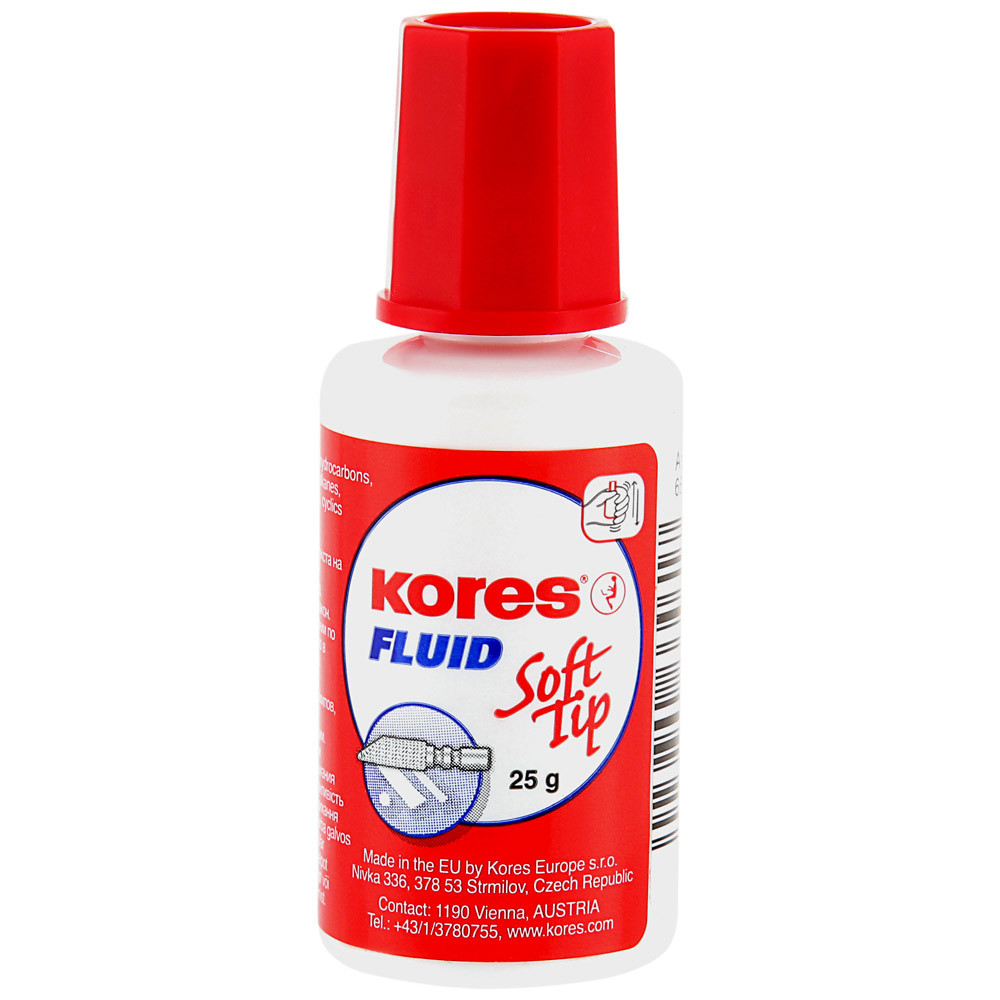 

Корректирующая жидкость Kores Soft Tip с кисточкой (быстросохнущая основа) 25 г