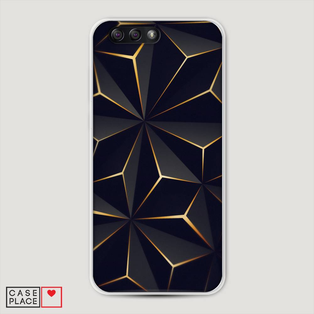 

Чехол на Asus Zenfone 4 ZE554KL "Черные полигоны", Золотистый;черный, 42950-3