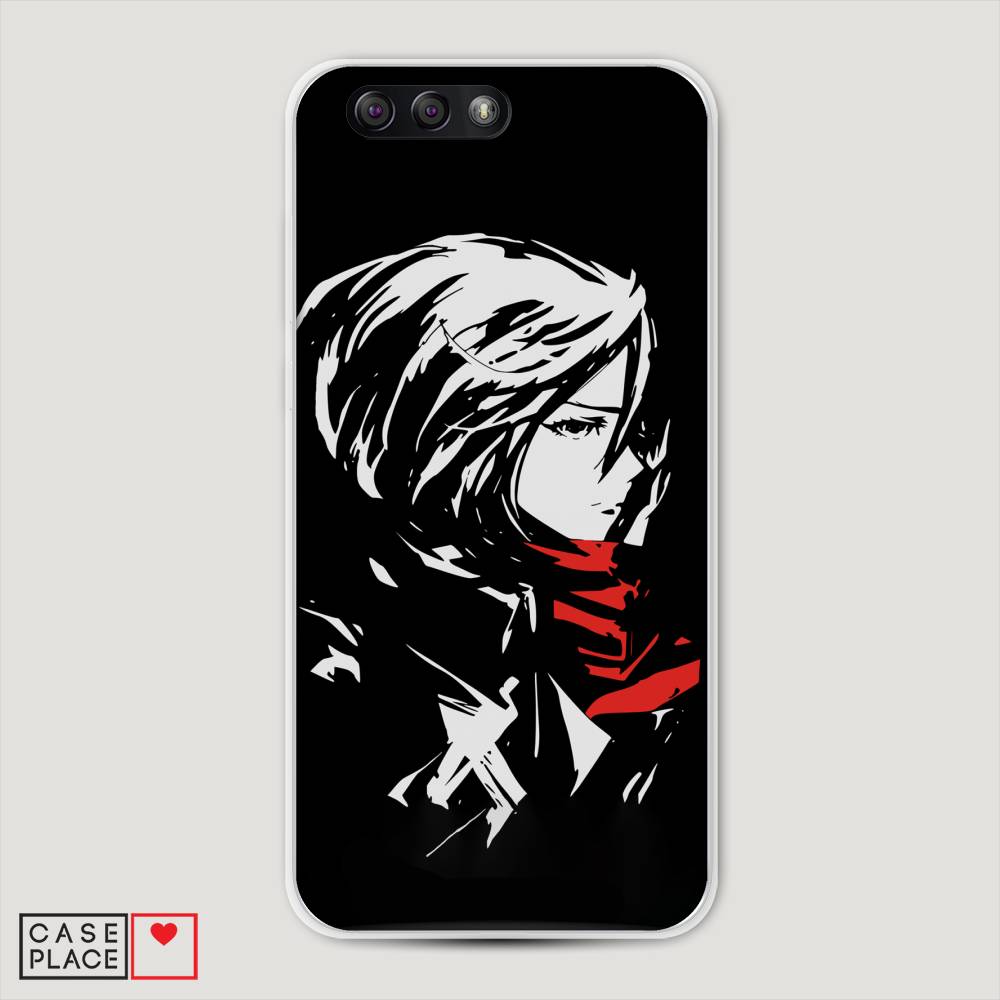 

Чехол на Asus Zenfone 4 ZE554KL "Микаса минимализм", Черный;серый;красный, 42950-4