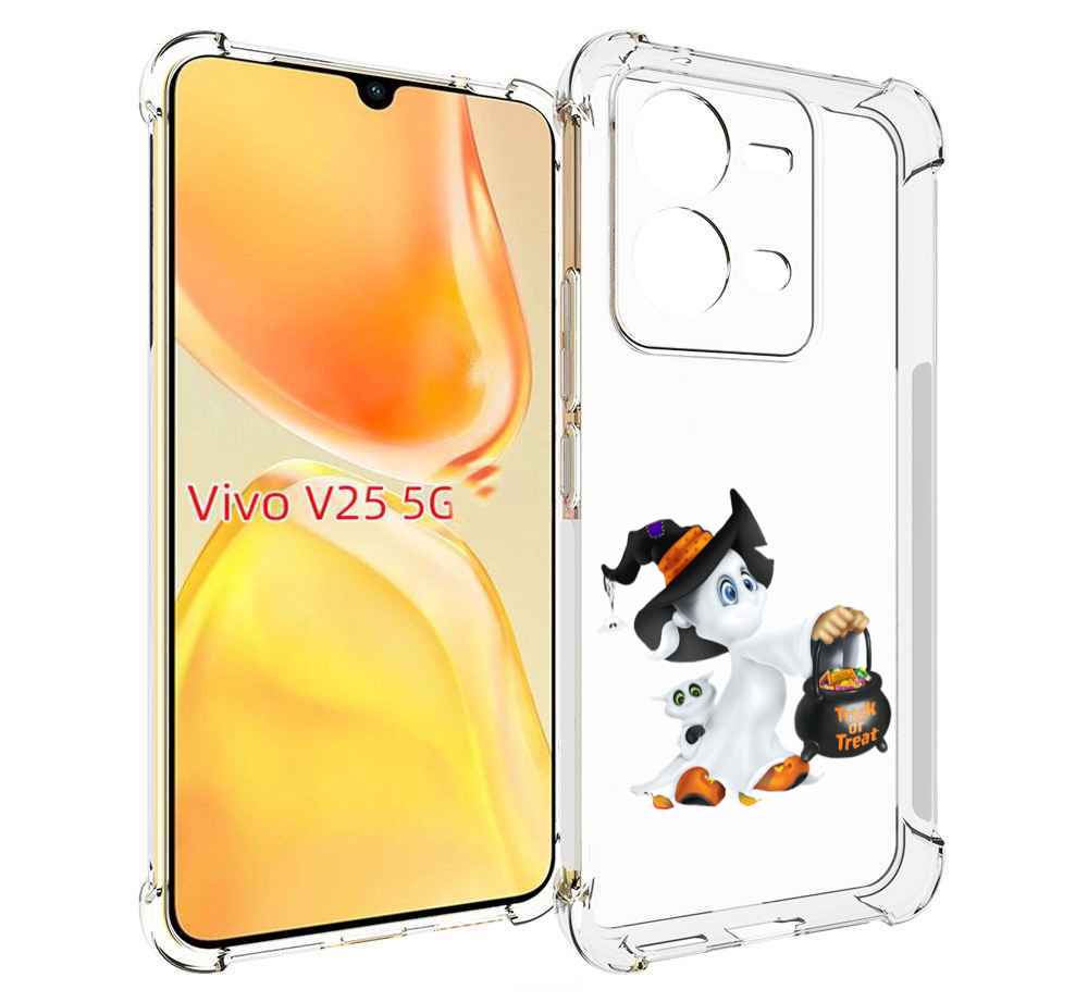 

Чехол MyPads Маленький призрак для Vivo V25 5G / V25e, Прозрачный, Tocco