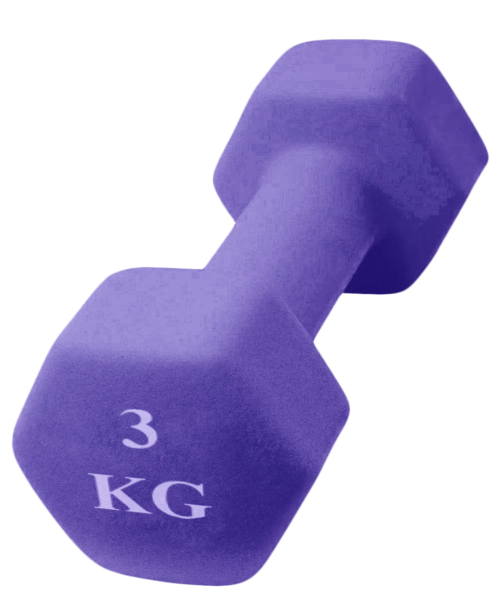 Шестиугольная гантель 3 кг, фиолетовая