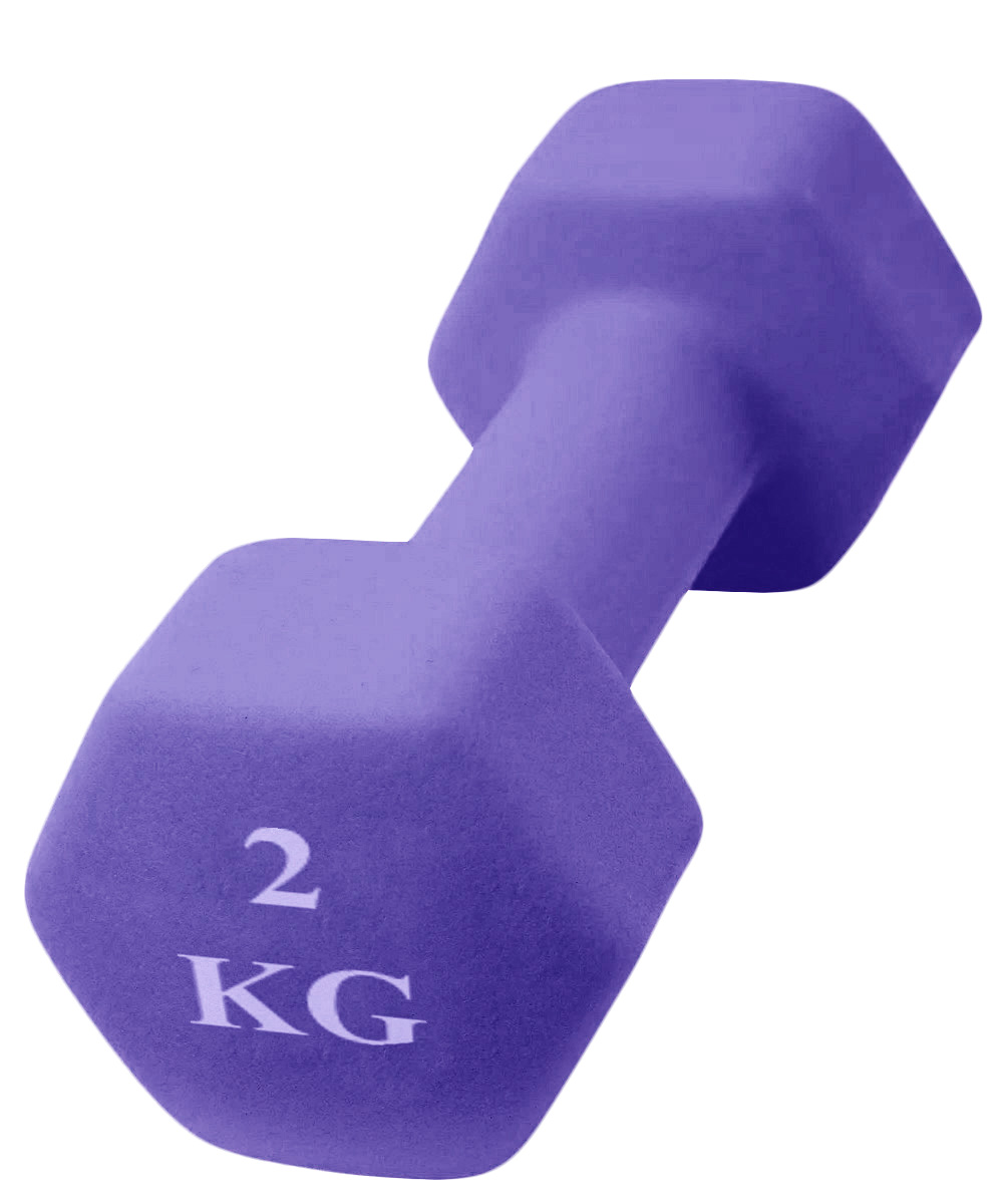Шестиугольная гантель 2 кг, фиолетовая