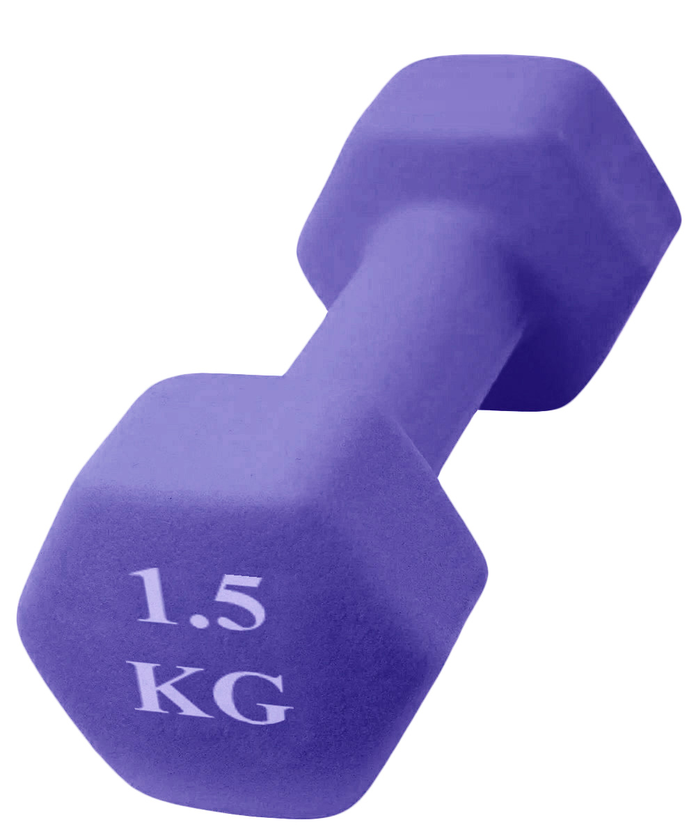 Неразборная гантель неопреновая URM B001 1 x 1,5 кг, фиолетовый