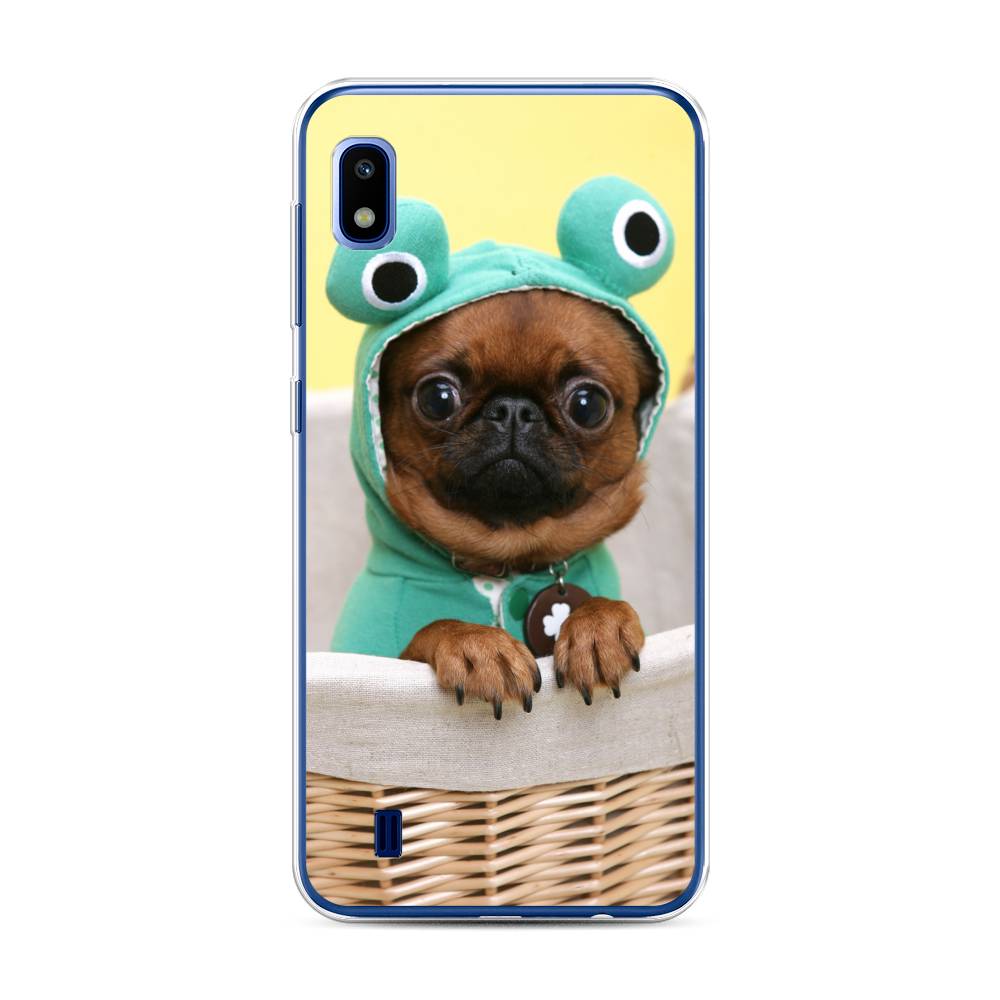 

Чехол для Samsung Galaxy A10 "Собачка в шапке лягушки", Коричневый;желтый;голубой, 27950-1