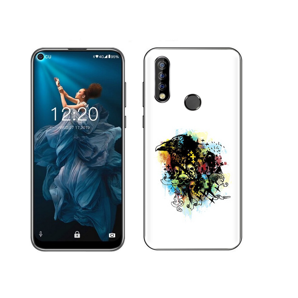 

Чехол MyPads Tocco для Oukitel C17 Pro ворон и черепа, Прозрачный, Tocco