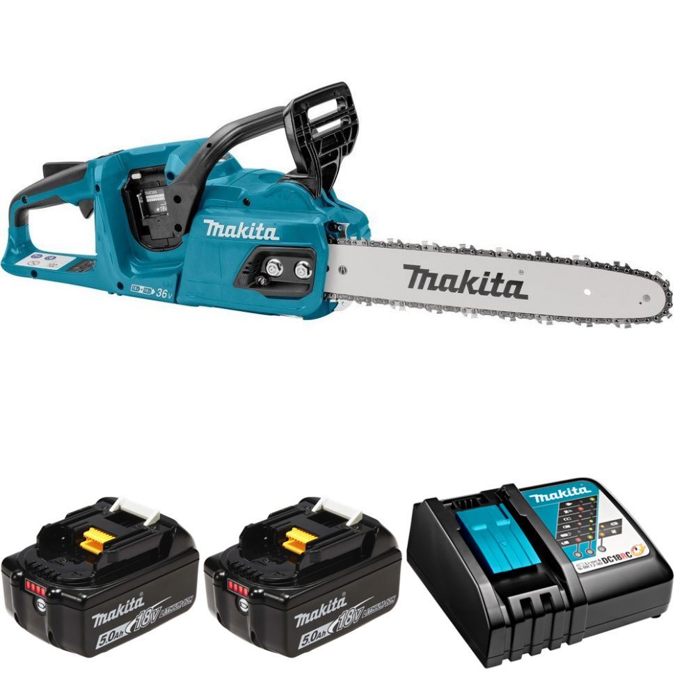 

Пила цепная аккумуляторная 35см 36В Li-Ion, 2х5Ач и з/у, Makita DUC355RT2, DUC355RT2