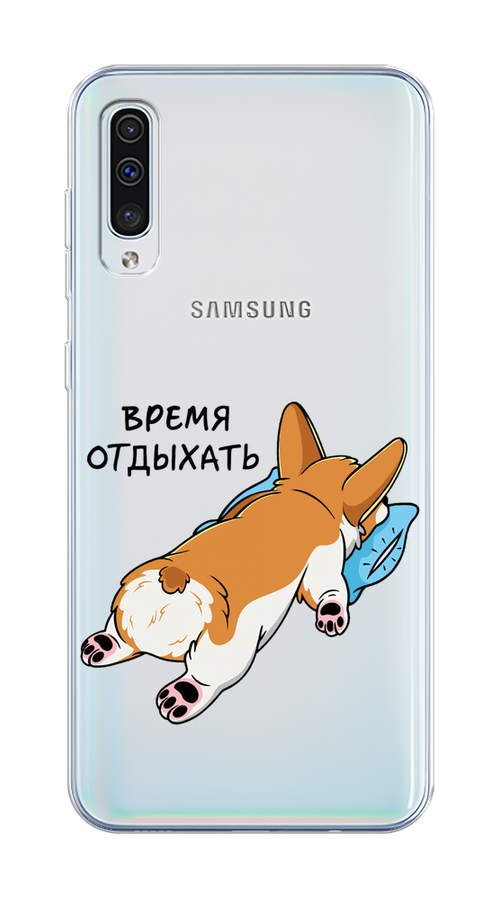 

Чехол на Samsung Galaxy A50/A30S "Корги отдыхает", Черный;коричневый;голубой, 27750-1