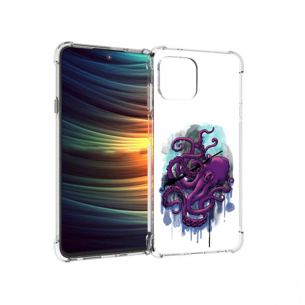 

Чехол MyPads Tocco для Motorola 20 Lite фиолетовый осьминог (PT227073.348.658), Прозрачный, Tocco