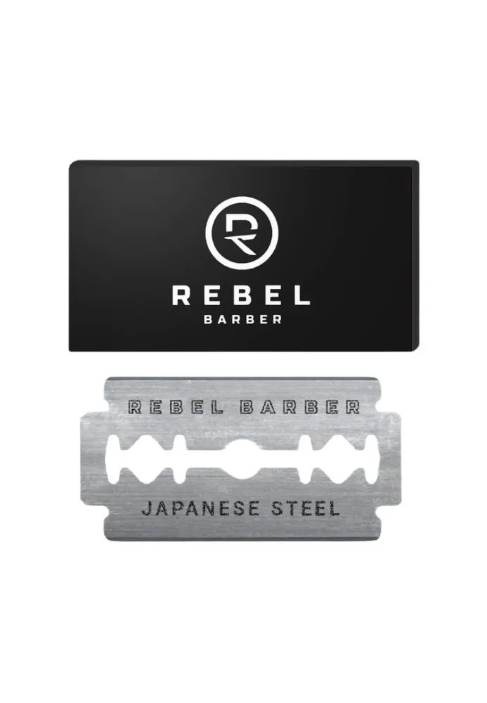 Классические сменные лезвия REBEL BARBER Double Edge Blade упаковка 40 шт. коробка складная с двусторонним нанесением