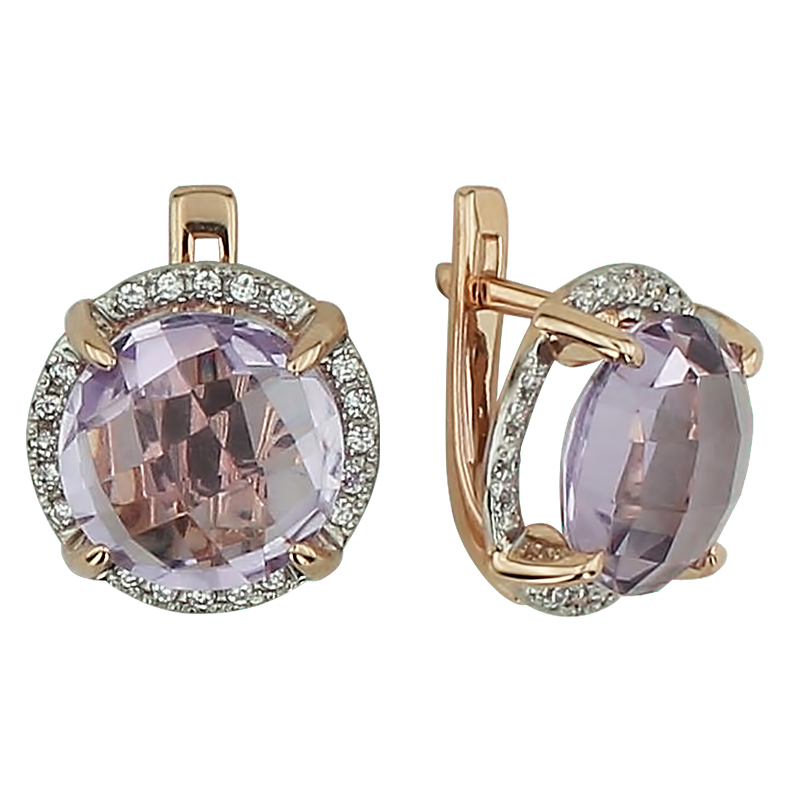 

Серьги из красного золота с фианитом/аметистом ALORIS Серьги 364АКц, Серьги 364АКц