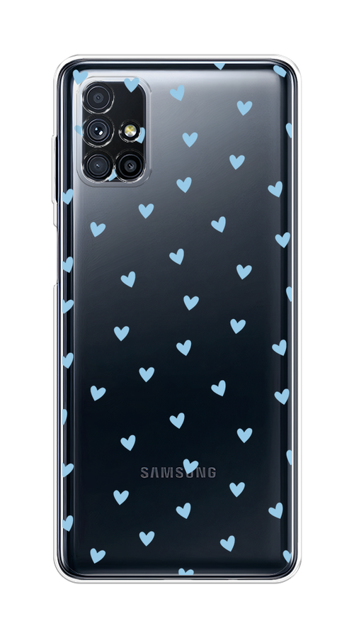 

Чехол на Samsung Galaxy M31s "Голубые сердечки паттерн", Голубой;прозрачный, 2101450-1