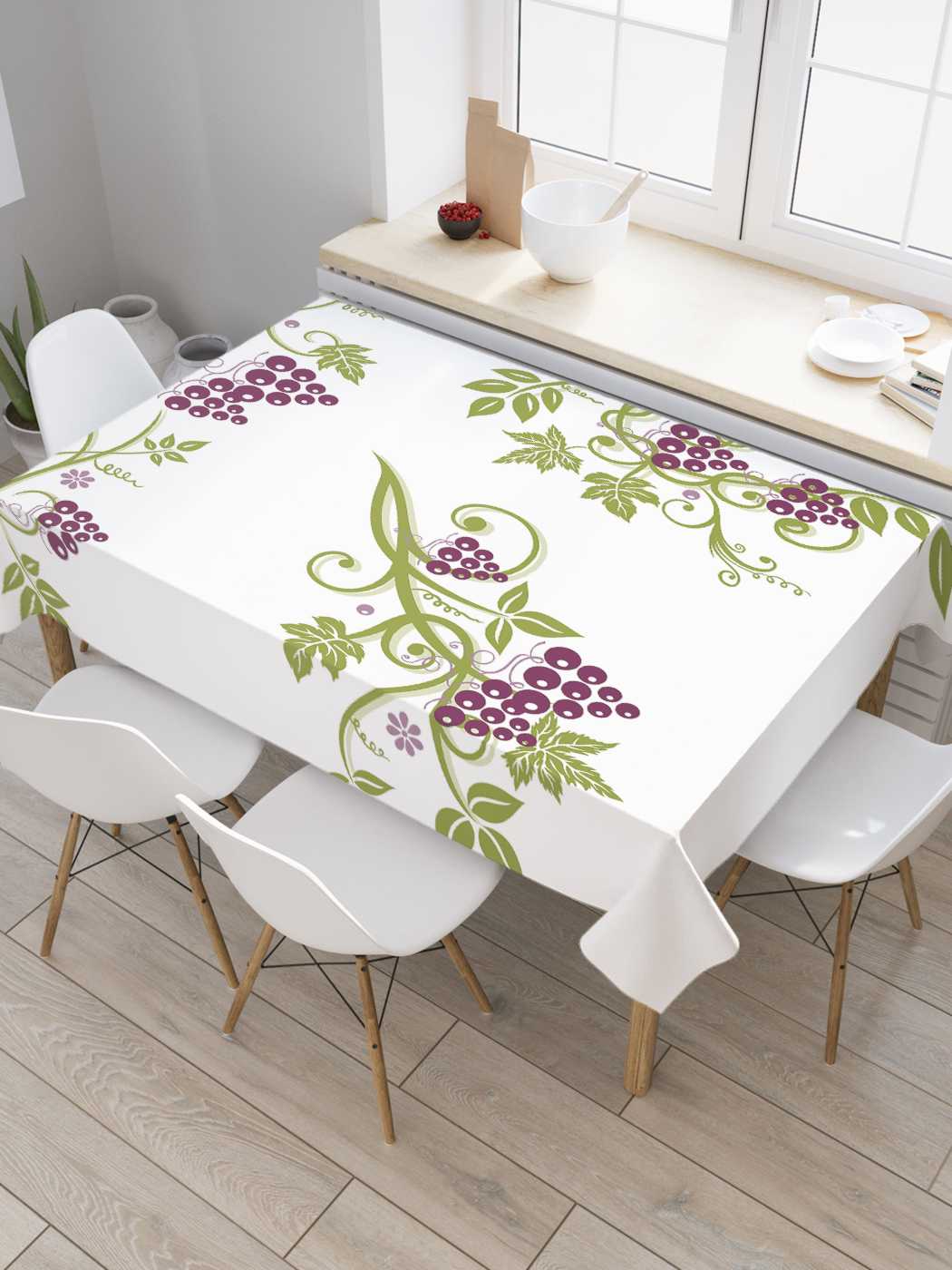 

Скатерть прямоугольная JoyArty "Виноградный узор" из сатена, 120x145 см, Виноградный узор