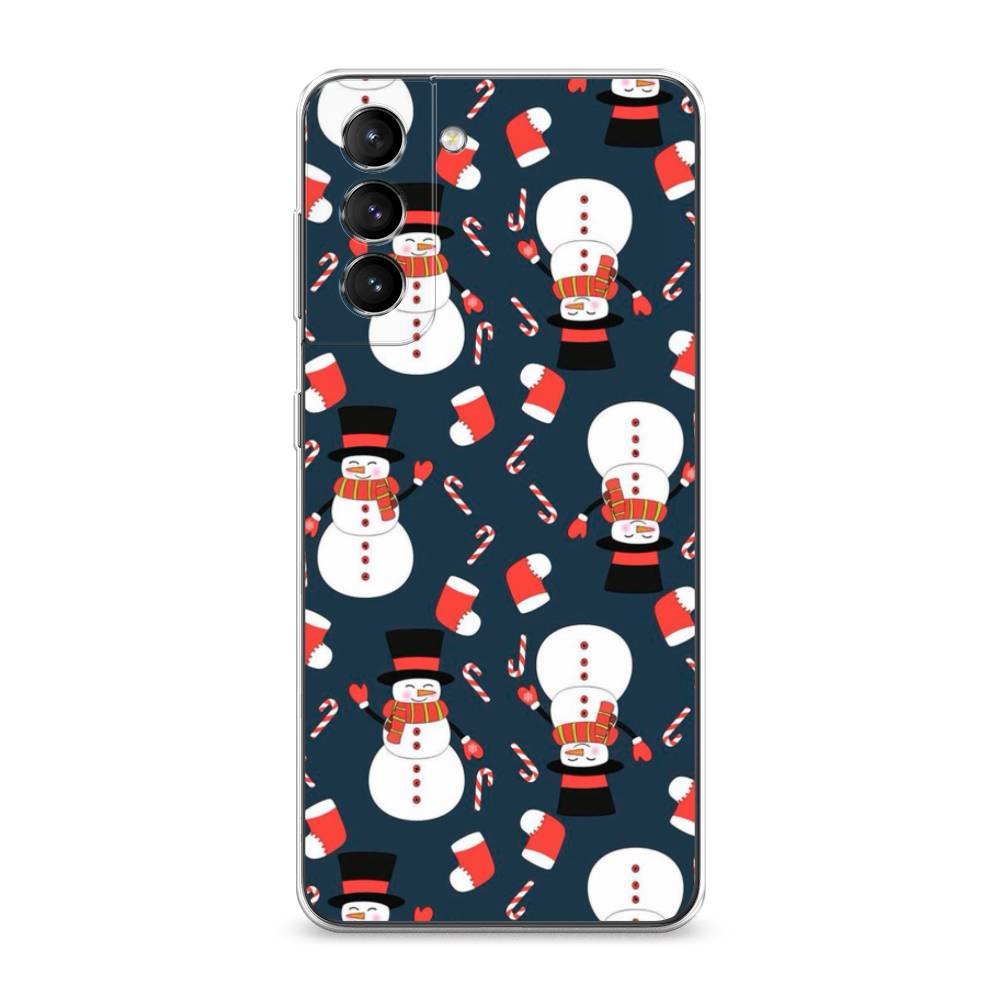 

Чехол на Samsung Galaxy S21 "Синие снеговики", Синий;белый;красный, 2101850-5