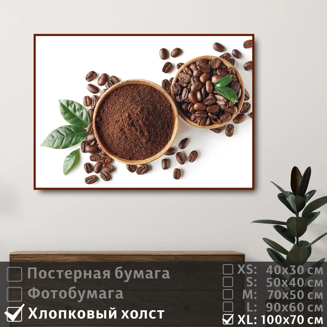 

Постер на холсте ПолиЦентр Кофейные зерна на белом фоне 100х70 см, КофейныеЗернаНаБеломФоне1