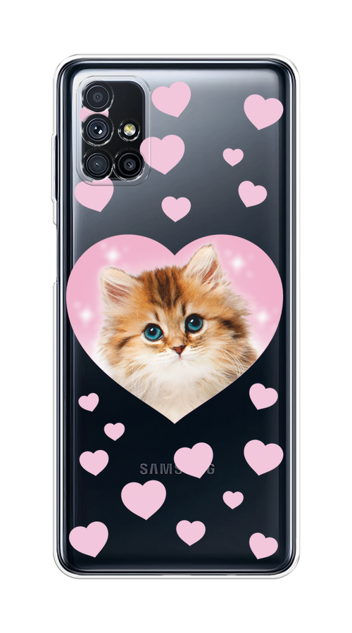

Чехол на Samsung Galaxy M31s "Котенок в сердце", Розовый;оранжевый;белый;прозрачный, 2101450-1