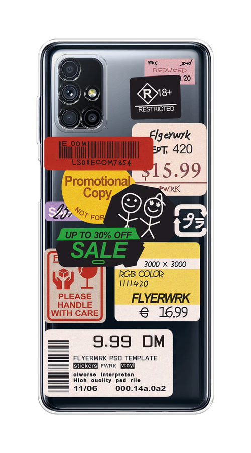 

Чехол на Samsung Galaxy M31s "Коллаж из наклеек", Красный;желтый;зеленый;белый, 2101450-1