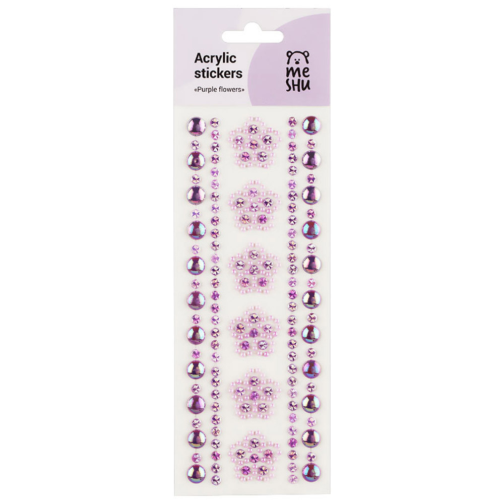 Наклейки акриловые Meshu Purple flowers 250х83 мм 566₽